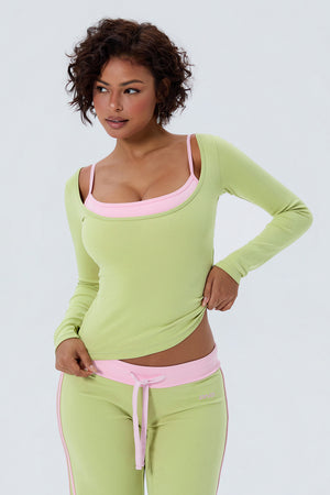 Cotton Layering Scoop Neck Long Sleeve (Bra Not Included)