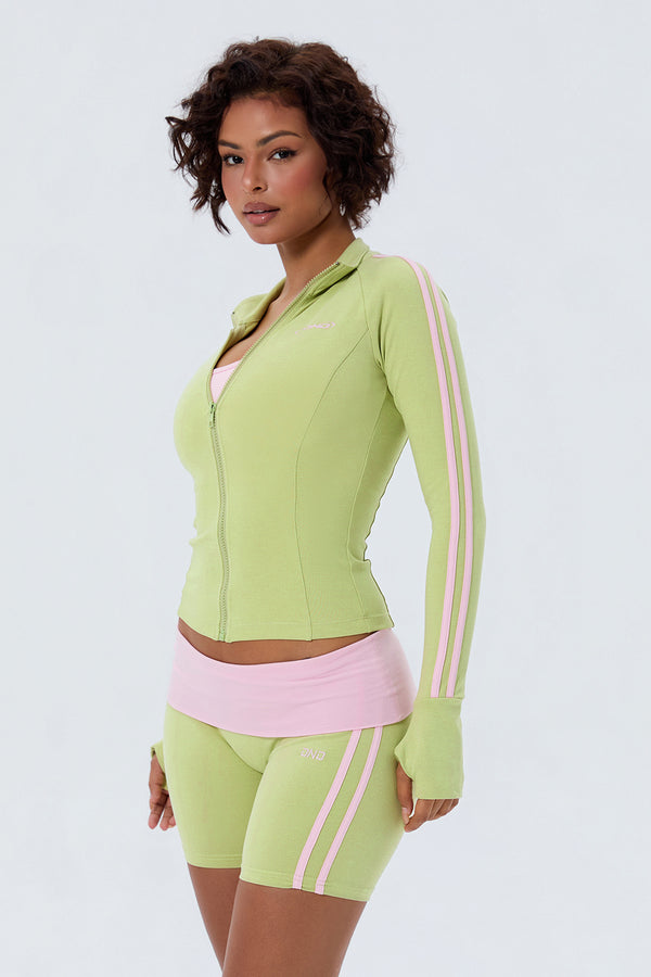 Cotton Racer Stripe Zip Up Jacket