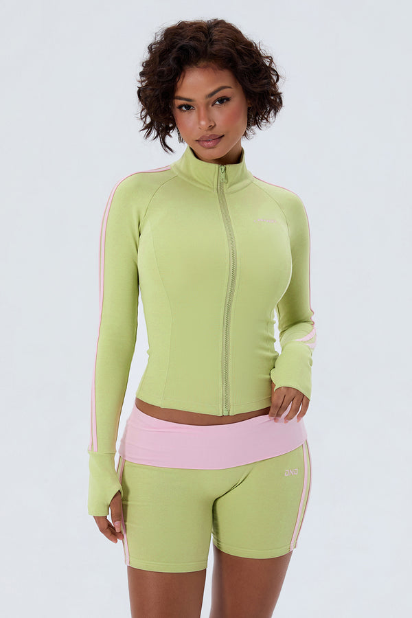 Cotton Racer Stripe Zip Up Jacket