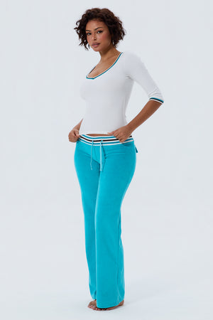 Low Rise Stripe Velour Pants