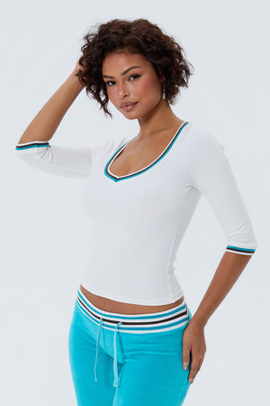 Cotton V-Neck Quarter Sleeve