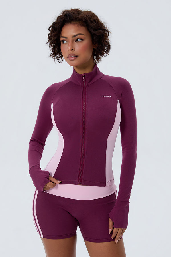 Cotton Two-Tone Contour Zip Up Jacket