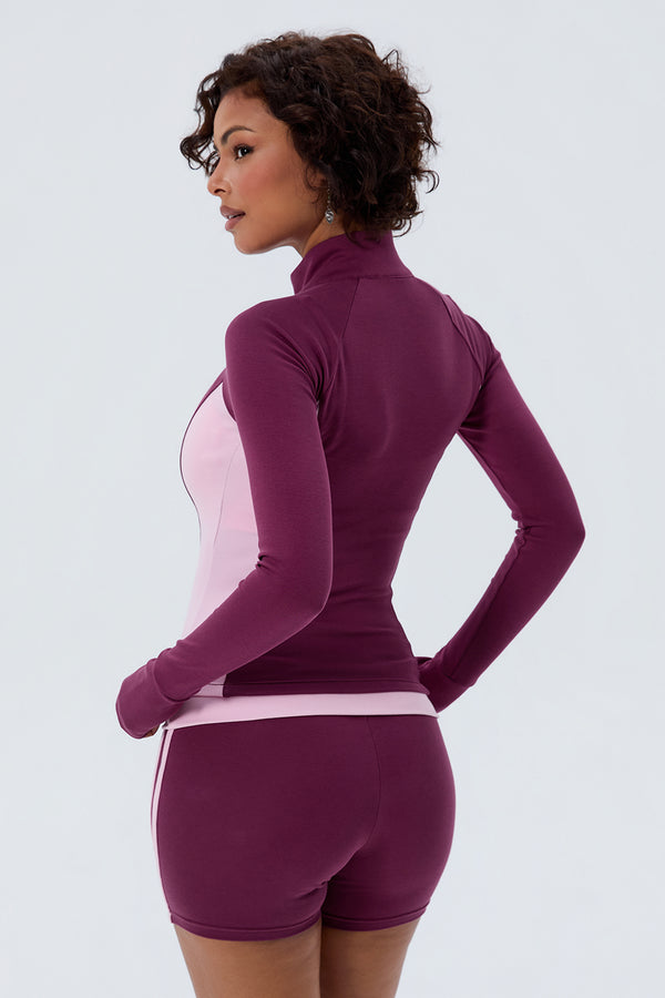 Cotton Two-Tone Contour Zip Up Jacket