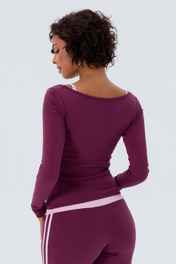 Cotton Layering Scoop Neck Long Sleeve (Bra Not Included)