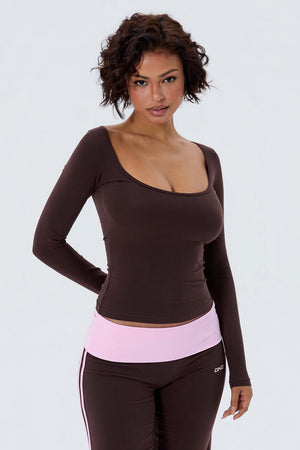 Cotton Layering Scoop Neck Long Sleeve (Bra Not Included)