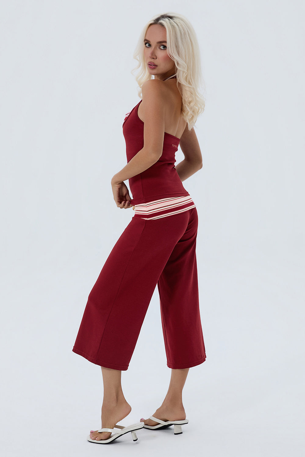 Cotton Foldover Wide Leg Capris
