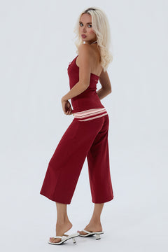 Cotton Foldover Wide Leg Capris