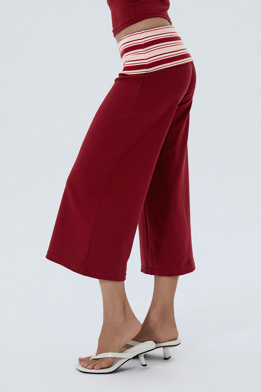 Cotton Foldover Wide Leg Capris