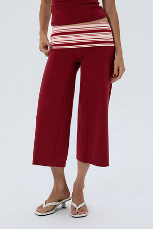 Cotton Foldover Wide Leg Capris