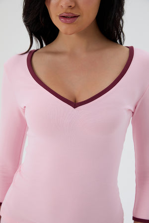 Cotton V-Neck Quarter Sleeve
