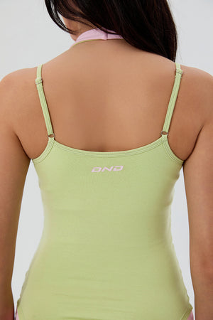 Cotton Cami Layered Halter With Built In Bra