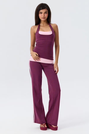 Cotton Foldover Straight Leg Pants