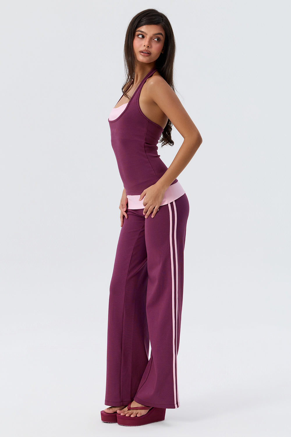 Cotton Foldover Straight Leg Pants