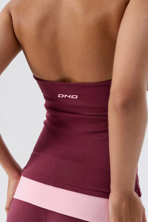 Cotton Layered Halter Tank With Built In Bra