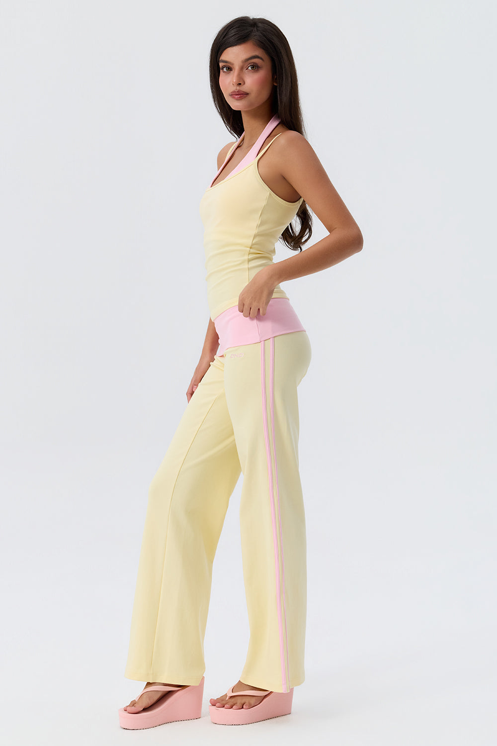 Cotton Foldover Straight Leg Pants