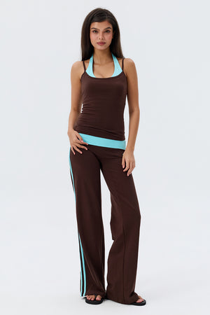 Cotton Cami Layered Halter With Built In Bra