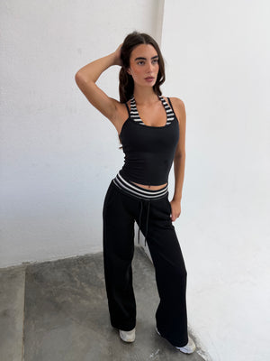 Cotton Stripe Layered Halter Tank