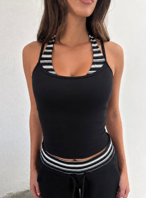 Cotton Stripe Layered Halter Tank