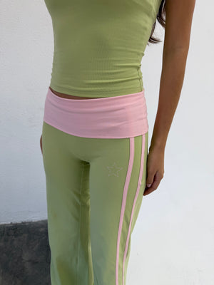Cotton Foldover Straight-Leg Pants