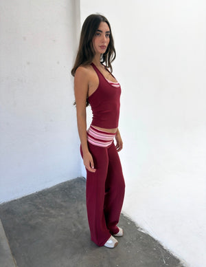 Cotton Semi-Flare Straight Leg Pants