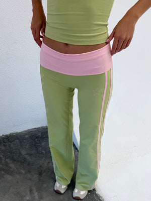 Cotton Foldover Straight-Leg Pants