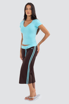 Cotton Drawstring Wide Leg Capri