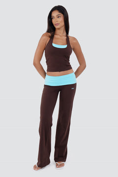 Cotton Foldover Straight Leg Pants