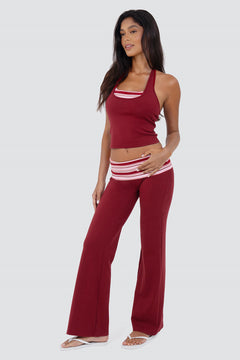 Cotton Foldover Straight Leg Pants